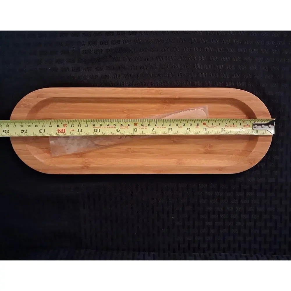 Pampered Chef Cracker Tray #2247 Bamboo Platter Serving w/ PC Bamboo Spreader